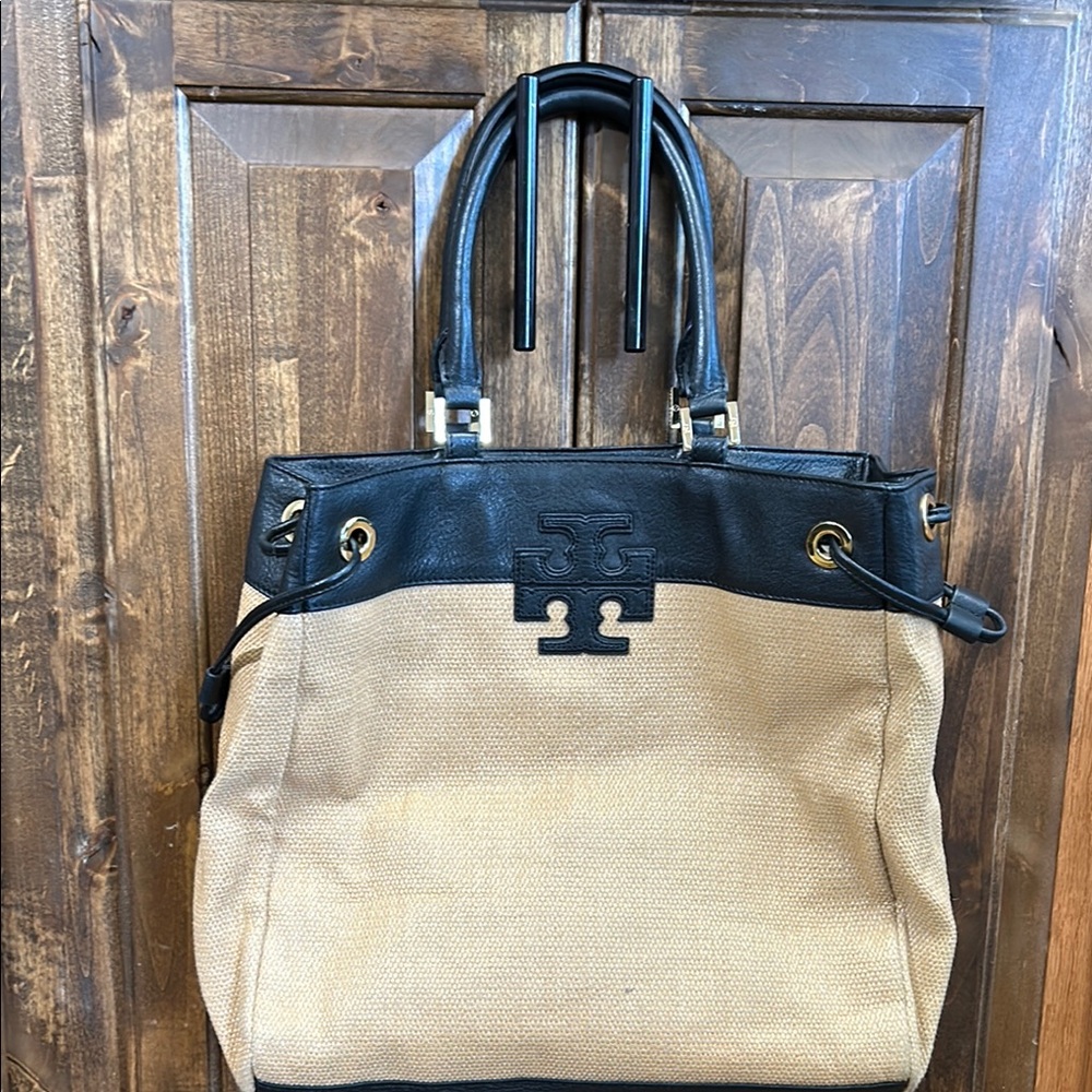 Tory Burch Black and Tan Tote Bag